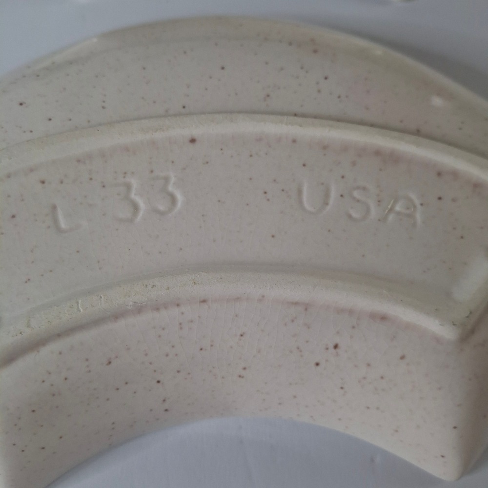 Vintage MCM L-33 USA Ceramic Leaf Chip and Dip Set Speckled Blue Cream 6 Pieces - Picture 8 of 9